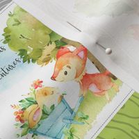 4 1/2" Fox + Bunny Friends Quilt Blanket (quilt D spring green) Woodland Adventures // Homer and Louise collection