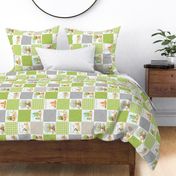 4 1/2" Fox + Bunny Friends Quilt Blanket (quilt D spring green) Woodland Adventures // Homer and Louise collection ROTATED