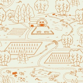 Fun on the Farm Hand Drawn Map // orange