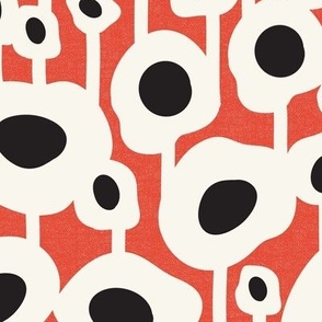 Poppy Dot - Graphic Floral Dot Red Large Scale