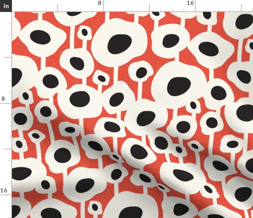 Poppy Dot - Graphic Floral Dot Red Large Scale