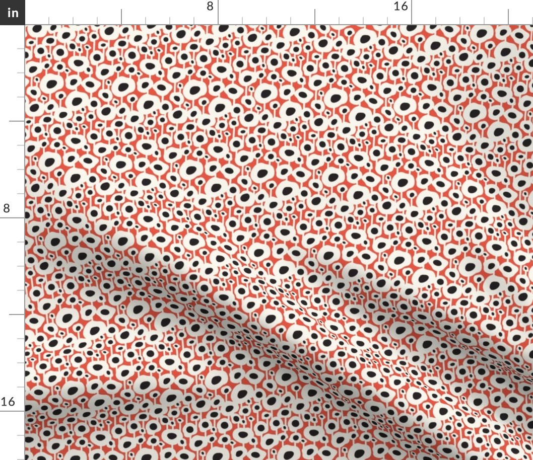 Poppy Dot - Graphic Floral Dot Red Small Scale