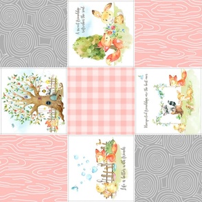 Fox + Bunny Friends Quilt Blanket (quilt E azalea) Woodland Adventures // Homer and Louise collection ROTATED