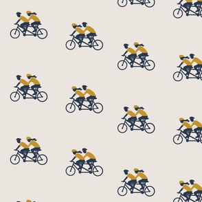 LARGE - Tandem Bicycle - Mustard and Navy