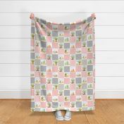 4 1/2" Fox + Bunny Friends Quilt Blanket (quilt E azalea) Woodland Adventures // Homer and Louise collection