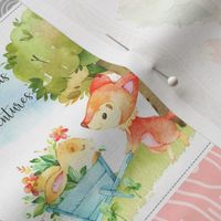 4 1/2" Fox + Bunny Friends Quilt Blanket (quilt E azalea) Woodland Adventures // Homer and Louise collection
