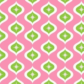 Retro Christmas Ogee - Pink and Light Green