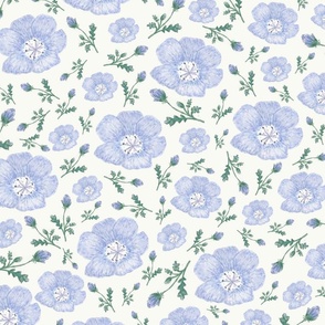 Blue Wildflower Bud - 2021 Repeat Cream 68-01