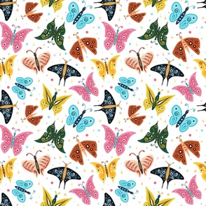 Colorful Butterflies Moths Nursery Print