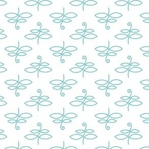 Line Art Butterfly Teal on White