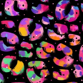 XL Scale - Rainbow Abstract Leopard Black