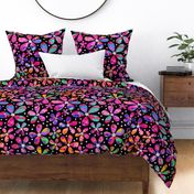XL Scale - Rainbow Abstract Floral Black