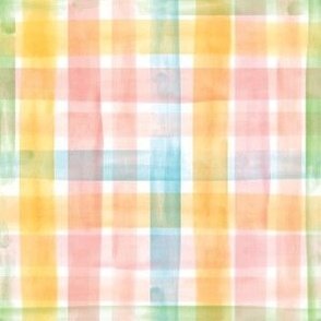 Watercolor Spring Gingham 6x6