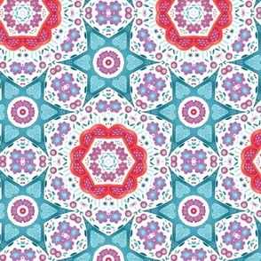 Teal Pink Orange Geometric Watercolor