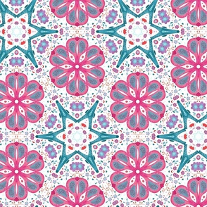 Geometric Abstract Pattern Teal Orange Pink 2 Jumbo