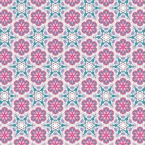 Geometric Abstract Pattern Teal Orange Pink 2 Small Scale