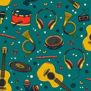 Retro Colors and Musical Instruments / Small Scale
