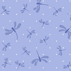 Dragonfly Ditsy: Periwinkle & White Summer Print, Veri Peri Fabric