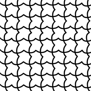 Abstract hand drawn seamless pattern, black and white curve lines texture.