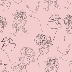 Women's Faces with Flowers No. 3 Rosé -  Large Version