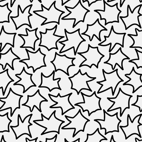 Abstract hand drawn seamless pattern with maple leaf shape elements.