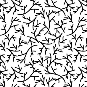 Abstract hand drawn seamless pattern with twig shape elements.