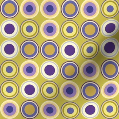 Vintage circles in Citrine purple periwinkle mustard beige lavender