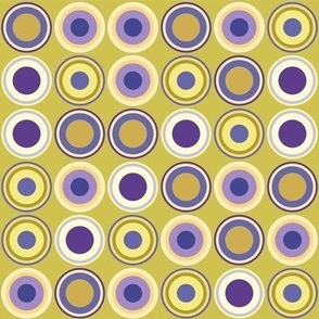 Vintage circles in Citrine purple periwinkle mustard beige lavender