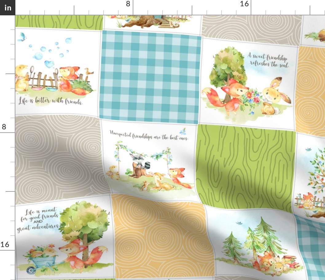 Fox + Bunny Friends Quilt Blanket (quilt H) Woodland Adventures Bedding // Homer and Louise collection