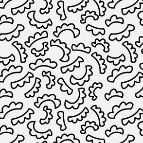 Abstract hand drawn seamless pattern with ruffles shape elements.