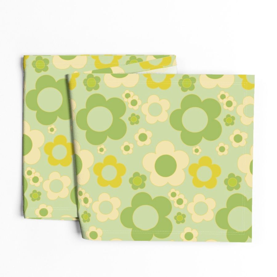 70s Flower Avocado Sandy Green