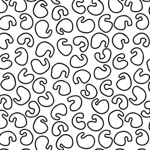 Black and white hand drawn seamless pattern with abstract shape elements.