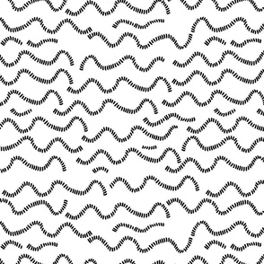 Abstract hand drawn dash seamless pattern, black and white texture.