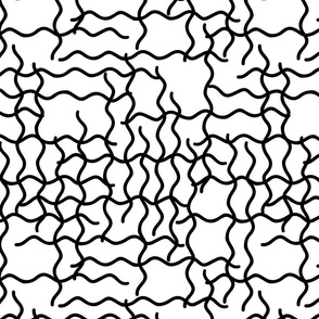 Abstract hand drawn seamless pattern, black and white broken line check texture.