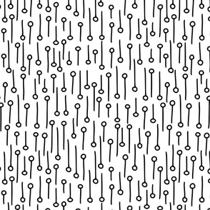 Black and white hand drawn seamless pattern with abstract shape elements. 