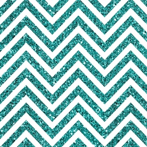 Teal Blue Glitter Chevron