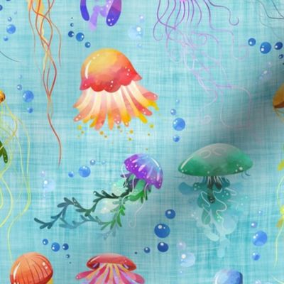 jellyfish blue linen