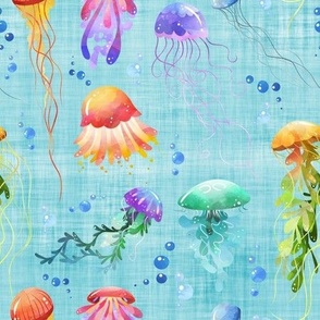 jellyfish blue linen