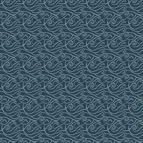 Shark Tooth Waves - Navy - Micro 2