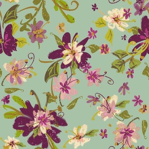 Whimsical Floral Bloom-Mint