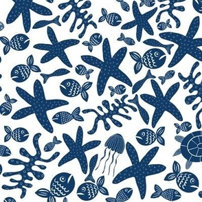 Under the Sea Adventure Ditsy ink blue