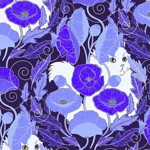 Purrfect Poppy Art Nouveau - periwinkle purple