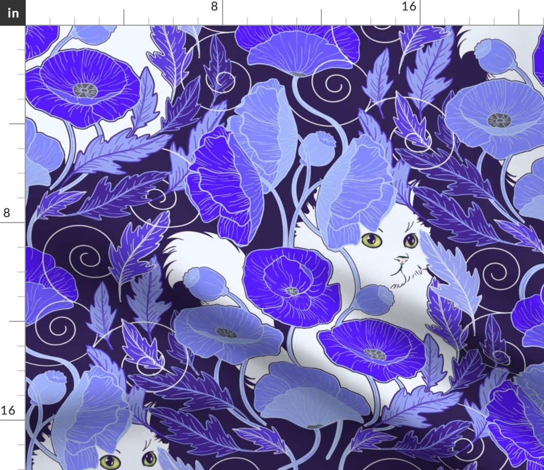 Purrfect Poppy Art Nouveau - periwinkle purple