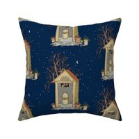 A Room With a View on Indigo Blue With Stars - Medium Scale
