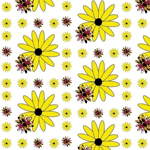 Sqaures of Maryland Flag and Black Eyed Susans 8" x8" Repeat