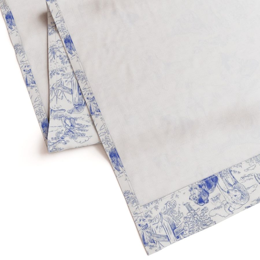 Country Dogs Toile Blue on White