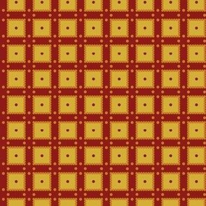 Dotty's Box: Red & Gold Geometric, Windowpane, Grid