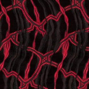 Spider web red black weave