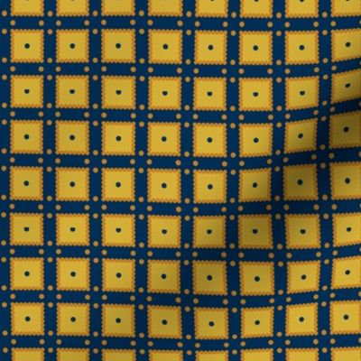 Dotty's Box: Midnight Blue & Gold Geometric, Windowpane, Grid