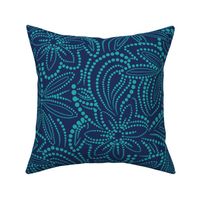 Dot Flowers Teal and Navy Large